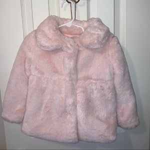 Toddler faux fur button coat